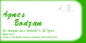 agnes bodzan business card